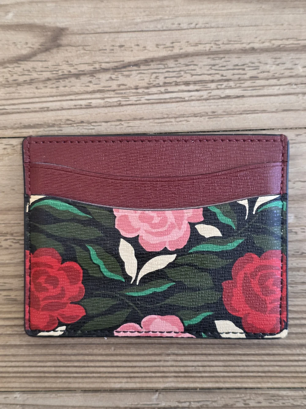 kate spade New York Floral Card Holder - Burgundy & Multicolor